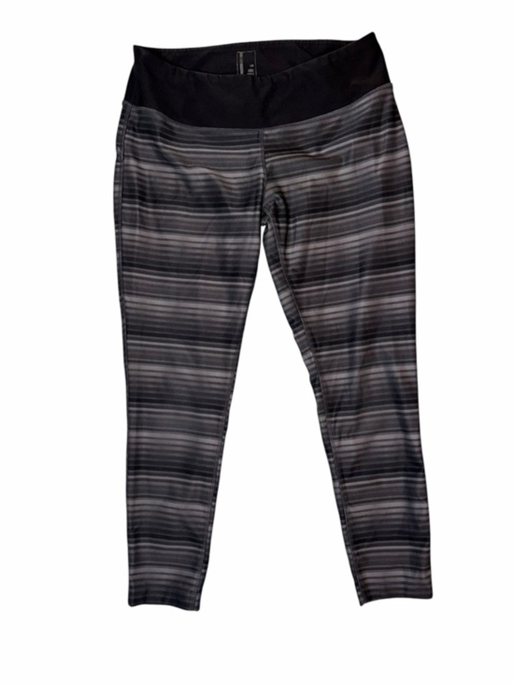 Mondetta Black & Gray Striped High-Waist Leggings
